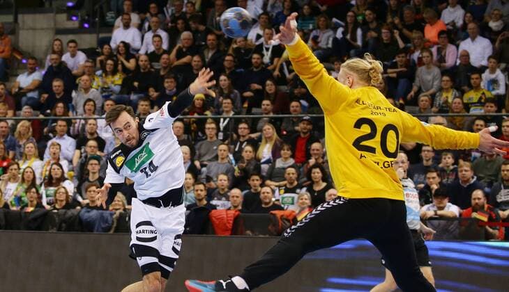 Stuttgart Handball All Star Game 2019 All Star Team vs. German National Team from left Patrick Groetzki Deut Mikael Appelgren AllStar