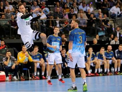 Stuttgart Germany 01 02 2019 All Star Game 2019 Handball Patrick Groetzki GER and Fabian van Olphen Allstar in the duel DeFodi541