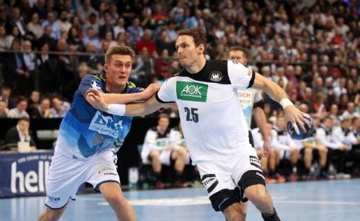 DKB Handball Bundesliga All Star Game 2019 Germany Stuttgart 01 02 2019 Handball DKB Handball Bundesliga All Star Game 2019 German Handball National Team World Team DBK HBL v l Nikola Bilyk Kai Häfner