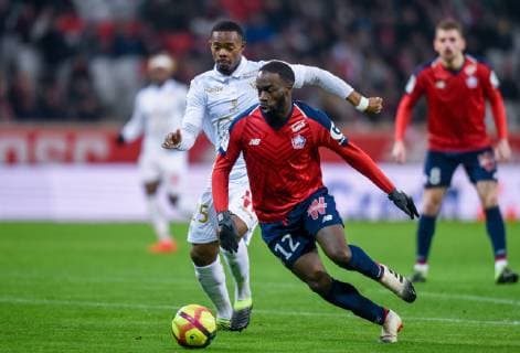 Nicolas Pepe ( LOSC ) - Wylan Cyprien ( Nice ) FOOTBALL : Lille OSC vs OGC Nice - Ligue 1 - Lille - 01 02 2019 FedericoPestellini Panoramic 