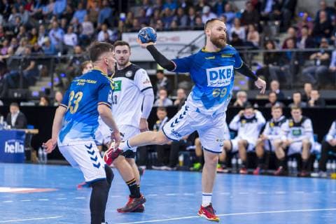 Stuttgart Germany 01 February 2019 All Star Game 2019 Germany vs All Star Team v li Dalibor Doder Moritz Preuss VfL Gummersbach Stuttgart Porsche Arena Baden Württemberg Germany