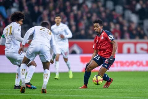 Thiago Mendes ( LOSC ) - HERELLE Christophe ( Nice ) FOOTBALL : Lille OSC vs OGC Nice - Ligue 1 - Lille - 01 02 2019 FedericoPestellini Panoramic 