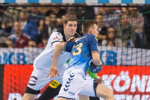 Stuttgart Germany 01 02 2019 All Star Game 2019 Handball Finn Lemke GER and Nikola Bilyk Allstar in the total DeFodi541
