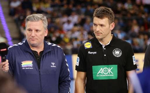 Stuttgart Handball All Star Game 2019 All Star Team vs. German National Team from left Nikolaj Jacobsen Christian Prokop