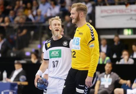 Stuttgart Handball All Star Game 2019 All Star Team vs. German National Team from left Matthias Musche Johannes Bitter