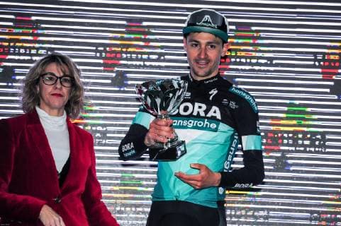 Emanuel Buchmann GER BORA hansgrohe comes second and confirms his good form after yesterdays victory podium cheering joy emotions landscape horizontal event event 28 Mallorca Challenge Trofeo Serra Tramuntana Port de Soller after to Deia 179 3 km place location Deia region Mallorca Baleares Land Country Spain Spain Date 02 02 2019 Stiehl Photography