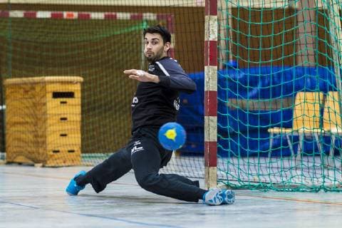 Oehringen Germany 02 February 2019 Hohenlohe Cup 2019 DjK Rimpar vs TSG Friesenheim Torhueter Matej Asanin Friesenheim Oehringen Hohenlohehalle Baden Württemberg Germany