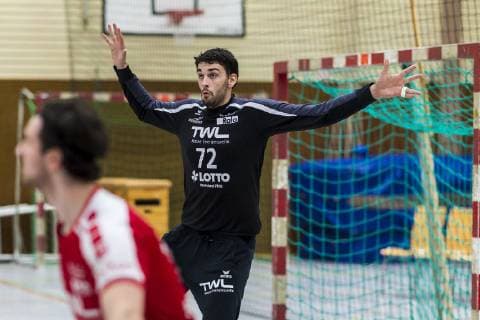 Oehringen Germany 02 February 2019 Hohenlohe Cup 2019 DjK Rimpar vs TSG Friesenheim Torhueter Matej Asanin Friesenheim Oehringen Hohenlohehalle Baden Württemberg Germany