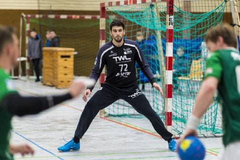 Oehringen Germany 02 February 2019 Hohenlohe Cup 2019 DjK Rimpar vs TSG Friesenheim Torhueter Matej Asanin Friesenheim Oehringen Hohenlohehalle Baden Württemberg Germany