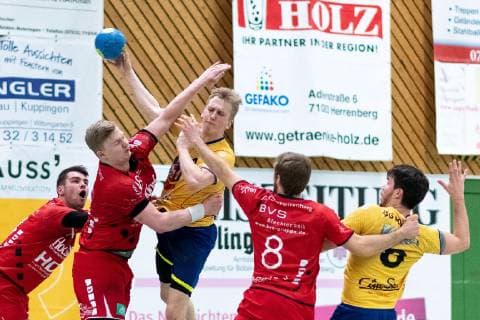 Sascha Marquardt SG H2Ku Herrenberg 18 Joel Mauch HSG Konstanz 2 02 Yannik Schopp SG H2Ku Herrenberg 08 Manuel Both HSG Konstanz 2 08 SG H2Ku Herrenberg vs HSG Konstanz 2 Handball BWOL Men 02 02 2019 SG H2Ku Herrenberg vs HSG Konstanz 2 Handball BWOL Men 02 02 2019 Herrenberg Copyright: xEIBNER WolfgangxFrankx EP_WFK
