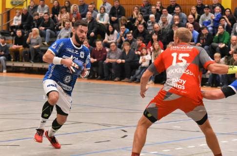 03 02 2018 xkhx Melsungen Charity game MT Melsungen against TV Hüttenberg in favour of the Melsung Fuldatalschule 31 Björn Zintel Hüttenberg wins against Lasse Mikkelsen 15 MT Melsungen