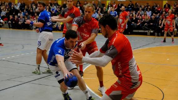 03 02 2018 xkhx Melsungen charity game MT Melsungen against TV Hüttenberg for the benefit of the Melsung Fuldatalschule Ragnar Johannsson Hüttenberg against Lasse Mikkelsen 15 MT Melsungen and Felix Danner 17 MT Melsungen