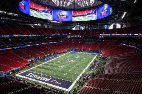 February 3, 2019 Atlanta, GA..Before the Super Bowl LIII at Mercedes-Benz Stadium in Atlanta, GA on February 3, 2019. ( ) NFL American Football Herren USA Super Bowl LIII: NEW ENGLAND PATRIOS vs LOS ANGELES RAMS FEB 3 - ZUMAc04_ 20190203_zaf_c04_086 Copyright: xJevonexMoorex