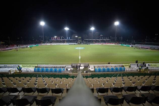Muenster Germany 01 02 2019 3 League 2018 2019 SC Preussen Muenster vs. 1 FC Kaiserslautern Preussenstadion Preussenstadion Muenster DFB regulations prohibit any use of photographs as image sequences and or quasi video Muenster North Rhine-Westphalia Germany Preussenstadion