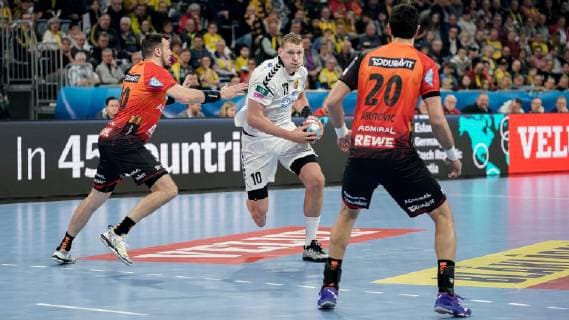 v li Gedeon Guardiola RNL 30 Dainis Kristopans Skopje 10 Ilija Abutovic RNL 20 Action Action Scene Handball Champions League Rhein Neckar Löwen RK Vardar Skopje xozx