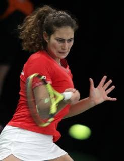 TENNIS - ITF Fed Cup LUXEMBOURG,LUXEMBOURG,09.FEB.19 - Tennis - ITF Fed Cup, Bosnia and Herzegovina vs Portugal. Image shows Ana Filipa Santos (POR). GEPAxpictures xWalterxLuger