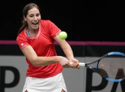 TENNIS - ITF Fed Cup LUXEMBOURG,LUXEMBOURG,09.FEB.19 - Tennis - ITF Fed Cup, Bosnia and Herzegovina vs Portugal. Image shows Francisca Jorge (POR). GEPAxpictures xWalterxLuger