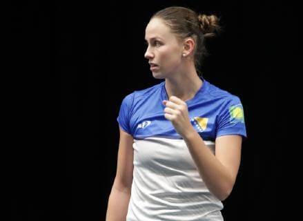 TENNIS - ITF Fed Cup LUXEMBOURG,LUXEMBOURG,09.FEB.19 - Tennis - ITF Fed Cup, Bosnia and Herzegovina vs Portugal. Image shows Anita Husaric (BIH). GEPAxpictures xWalterxLuger