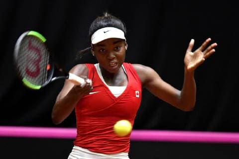 09-02-2019 TENNIS: FEDCUP: NEDERLAND-CANADA: DEN BOSCH Francoise Banda CAN Foto: Sander Chamid xVIxVIxImagesx xSoenarxChamidxsportfotografiexIVx 13571225