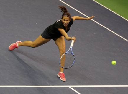 TENNIS - ITF Fed Cup LUXEMBOURG,LUXEMBOURG,09.FEB.19 - Tennis - ITF Fed Cup, Luxembourg vs Tunisia. Image shows Chiraz Bechri (TUN). GEPAxpictures xWalterxLuger