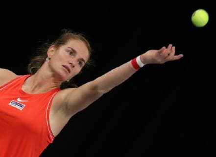 TENNIS - ITF Fed Cup LUXEMBOURG,LUXEMBOURG,09.FEB.19 - Tennis - ITF Fed Cup, Austria vs Israel. Image shows Melanie Klaffner (AUT). GEPAxpictures xWalterxLuger