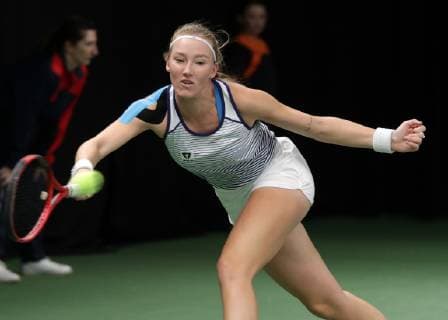 TENNIS - ITF Fed Cup LUXEMBOURG,LUXEMBOURG,09.FEB.19 - Tennis - ITF Fed Cup, Austria vs Israel. Image shows Lina Glushko (ISR). GEPAxpictures xWalterxLuger