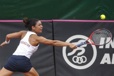 The Paraguayan tennis player Montserrat Gonzalez returns the ball to the Brazilian Carolina Meligeni during the first match of the final of the American Zone of the Fed Cup, in Rionegro, Colombia, 09 February 2019. Final of the American Zone of the Fed Cup: Brazil - Paraguay !ACHTUNG: NUR REDAKTIONELLE NUTZUNG!  Copyright: xLuisxEduardoxNoriegaxA.x AME801 20190209-636853369343064148