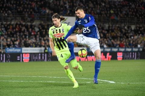 25 LUDOVIC AJORQUE (STRA) - 04 MATEO PAVLOVIC (SCO) FOOTBALL : Strasbourg vs Angers - Ligue 1 Conforama - 09 02 2019 FEP Panoramic 