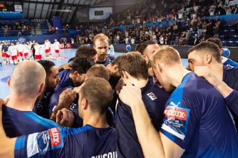 match de ehf champions league entre le Montpellier Handball (mhb) et Meshkov Brest. HANDBALL : Montpellier vs Meshkov brest - Velux ehf champions league - 09 02 2019 GuillaumeBRESSON Panoramic 