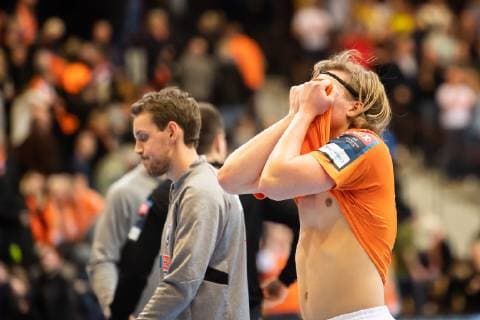 190209 Kristianstads Valter Chrintz dips after the final signal during the handball match in Champions League between Kristianstad and Kielce on February 9, 2019 in Kristianstad,  Copyright: AvdoxBilkanovic BB190209AB137