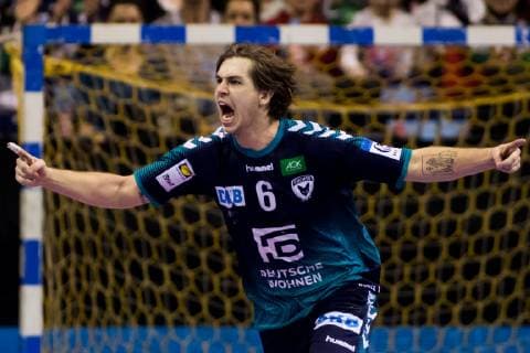10 02 2019 xfrx Handball EHF Cup Fuechse Berlin St Raphael Var emspor v l Jacob Tandrup Holm Fuechse Berlin DFL DFB REGULATIONS PROHIBIT ANY USE OF PHOTOGRAPHS as IMAGE SEQUENCES and or QUASI VIDEO Berlin