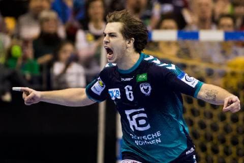 10 02 2019 xfrx Handball EHF Cup Fuechse Berlin St Raphael Var emspor v l Jacob Tandrup Holm Fuechse Berlin DFL DFB REGULATIONS PROHIBIT ANY USE OF PHOTOGRAPHS as IMAGE SEQUENCES and or QUASI VIDEO Berlin