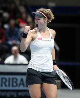 Laura Siegemund GER clenches her fist and fires herself at motivation