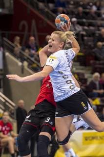 Ludwigsburg Germany 10 February 2019 EHF Cup 18 19 SG BBM Bietigheim vs SC Magura Cisnadie Antje Lauenroth Bietigheim Ludwigsburg MHP Arena Baden Württemberg Germany