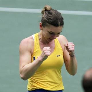 Romanian tennis player Simona Halep in action during the match against Karolina Pliskova of the Czech Republic during the Fed Cup World Group, 1st Round, between Czech Republic and Romania, in Ostrava, Czech Republic, on February 10, 2019. (CTKxPhoto PetrxSznapka) CTKPhotoP201902100434901  SZN 34