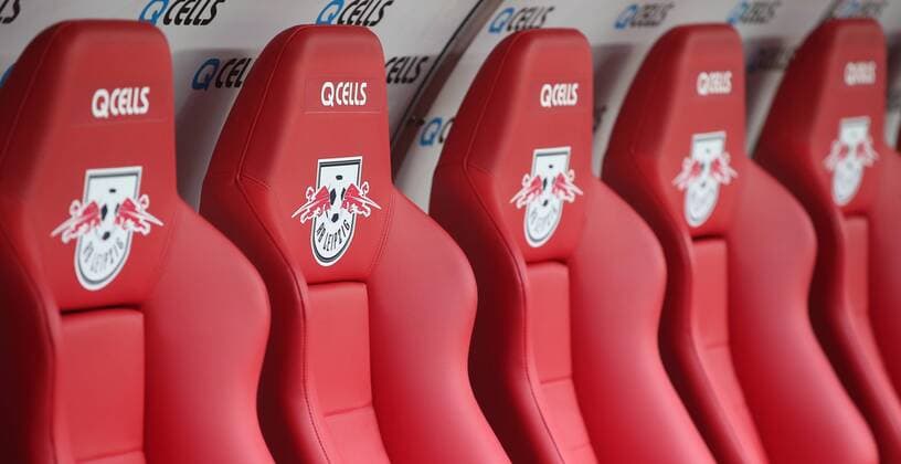 RB Leipzig Frankfurt Football Bundesliga Leipzig 09 02 2019 Red Bull Arena Football Bundesliga 21 Matchday RB Leipzig vs SG Eintracht Frankfurt 0 0 In the picture Empty Reserve Bank with RB Leipzig Logos on the seats DFL regulations prohibit any use of photographs as image sequences and or quasi video