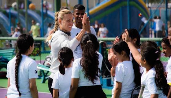 Sport Themen der Woche KW07 Sport Bilder des Tages February 12, 2019 - Doha, QATAR - Angelique Kerber of Germany during a National Sports Day kids clinic at the 2019 Qatar Total Open WTA Tennis Damen Premier tennis tournament 2019 Qatar Total Open - 12 Feb - ZUMAa181 20190212_zaa_a181_023 Copyright: xAFP7x