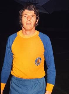 Football - 1973 - 1974 - UEFA Cup Ipswich Town v Lokomotive Leipzig (DDR), UEFA Cup qtr. final 1st. leg 06 03 1974. Hans - Bert Matoul of Lokomotive Leipzig at Portman road 