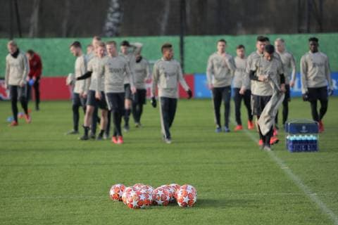 February 12, 2019 - Amsterdam, Netherlands - Ajax Amsterdam team pictured during a training before UEFA Champions League match playoff 1 8 finals game between Ajax Amsterdam and Real Madrid at Amsterdam Arena on February 12, 2019 in Amsterdam Netherlands. Training And press conference PK Pressekonferenz Ajax  - ZUMAn230 20190212_zaa_n230_328 Copyright: xFedericoxGuerraxMoranx