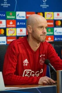 February 12, 2019 - Amsterdam, Netherlands - Coach Ajax Ten Hag pictured during the press conference PK Pressekonferenz before UEFA Champions League match playoff 1 8 finals game between Ajax Amsterdam and Real Madrid at Amsterdam Arena on February 12, 2019 in Amsterdam Netherlands. Training And Press Conference Ajax  - ZUMAn230 20190212_zaa_n230_320 Copyright: xFedericoxGuerraxMoranx