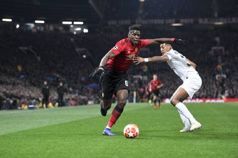 06 PAUL POGBA (MAN) - 03 PRESNEL KIMPEMBE (PSG) FOOTBALL : Manchester United ManU vs Paris SG - Ligue des Champions - 12 02 2019 AnthonyBIBARD FEP Panoramic 