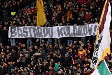 AS Roma fans show a banner against Aleksandar Kolarov Roma 12-2-2019 Stadio Olimpico Football Champions League 2018 2019 round of 16 1st leg AS Roma - Porto Foto Andrea Staccioli Insidefoto andreaxstaccioli