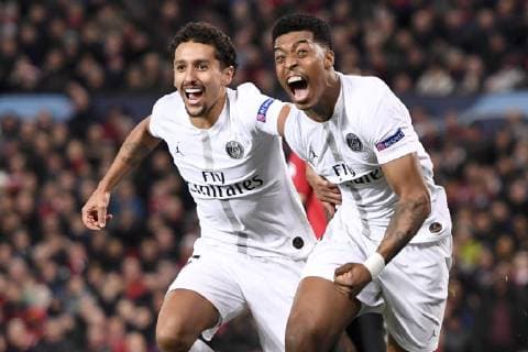 03 Presnel KIMPEMBE (psg) - 05 MARQUINHOS (psg) - joie FOOTBALL : Manchester United ManU vs Paris SG - Ligue des Champions - 12 02 2019 AnthonyBIBARD FEP Panoramic 