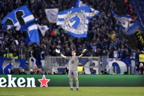 February 12, 2019 - Rome, Rome, Italy - Iker Casillas of Porto under the supporters of Porto during the UEFA Champions League round of 16 match between AS Roma and FC Porto at Stadio Olimpico, Rome, Italy on 12 February 2019. AS Roma v FC Porto.UEFA Champions League.12 02 2019.  - ZUMAn230 20190212_zaa_n230_446 Copyright: xGiuseppexMaffiax