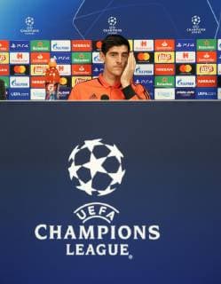 Rueda de prensa de Thibaut Courtois antes del partido de Champions contra el Ajax. Thibaut Courtois attends press conference PK Pressekonferenz before the Champions League match against Ajax. 