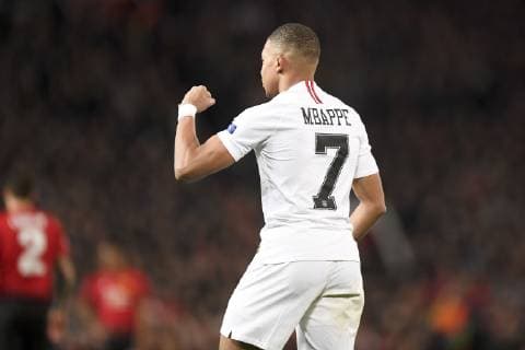 JOIE - 07 KYLIAN MBAPPE (PSG) - DOS FOOTBALL : Manchester United ManU vs Paris SG - Ligue des Champions - 12 02 2019 AnthonyBIBARD FEP Panoramic 