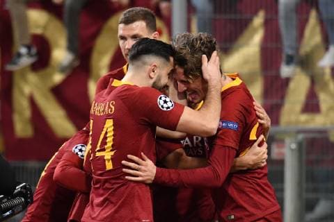 Nicolo Zaniolo of AS Roma celebrates with Kostas Manolas after scoring the goal of 2-0 Roma 12-2-2019 Stadio Olimpico Football Champions League 2018 2019 round of 16 1st leg AS Roma - Porto Foto Andrea Staccioli Insidefoto andreaxstaccioli