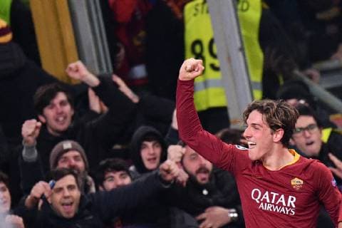 Photo Alfredo Falcone - LaPresse12 02 2019 Roma (Italy SoccerRoma - PortoUefa Champions League 2018 2019 - Olimpico Stadium of RomaIn the pic:zaniolo celebrates  Copyright: xAlfredoxFalcone LaPresse ALFREDOx