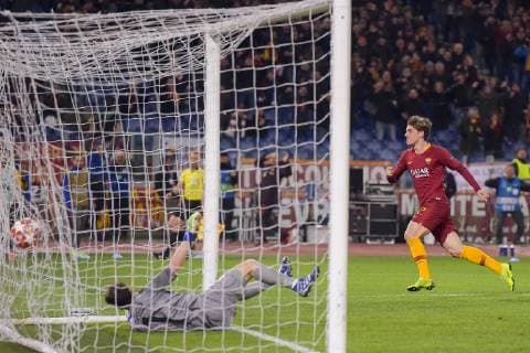Sport Bilder des Tages Photo Fabio Rossi AS Roma LaPresse 12 02 2019 Rome (Italy) Soccer Roma-Porto Champions League 2018 2019 - Olimpic Stadium In the pic: Zaniolo goal  Copyright: xFabioxRossi ASxRoma LaPresse LaPx