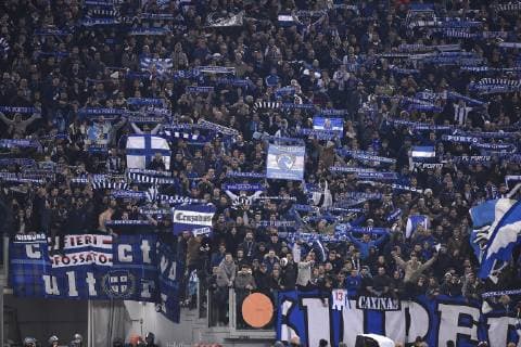February 12, 2019 - Rome, Rome, Italy - Porto supporters during the UEFA Champions League round of 16 match between AS Roma and FC Porto at Stadio Olimpico, Rome, Italy on 12 February 2019. AS Roma v FC Porto.UEFA Champions League.12 02 2019.  - ZUMAn230 20190212_zaa_n230_460 Copyright: xGiuseppexMaffiax